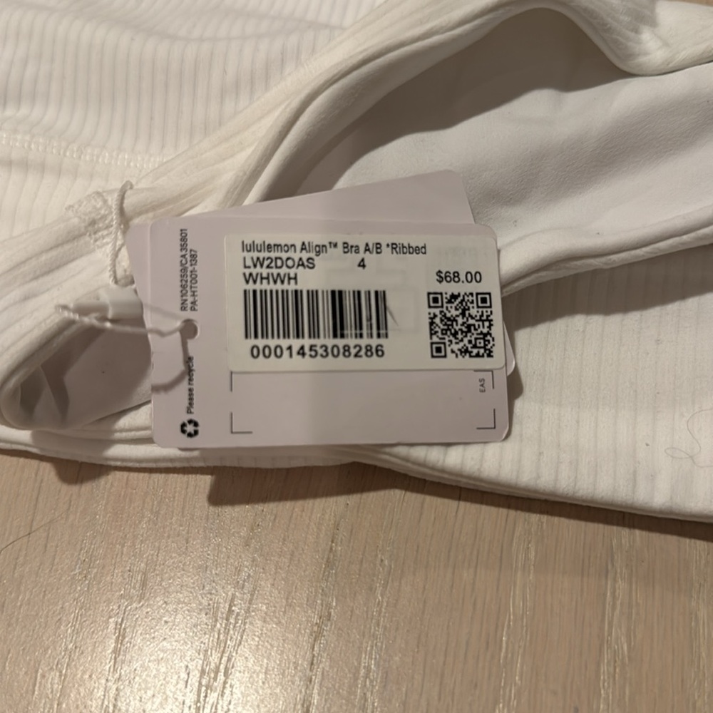 Lululemon Align Bra A/B Ribbed White NWT Size 4 - Picture 3 of 5